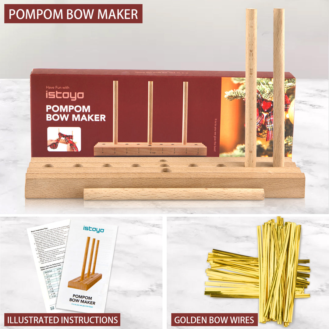 iSTOYO Pompom Bow Maker for Ribbon for Wreaths - Christmas Limited Edition Packaging