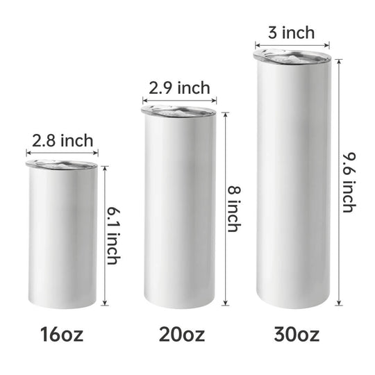 the size of different tumblers