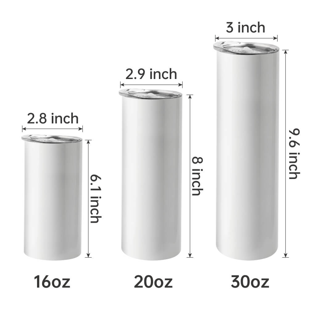 size of different skinny tumblers